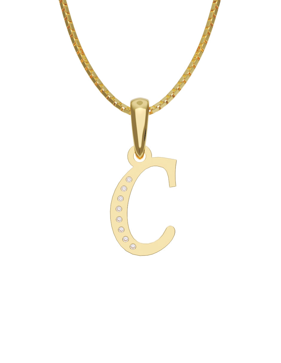 Inicial C con circonias en oro amarillo — Fonelli Z2817