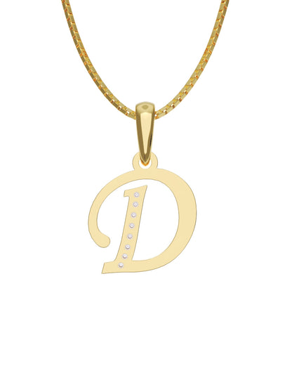 Inicial D con circonias en oro amarillo — Fonelli Z2817
