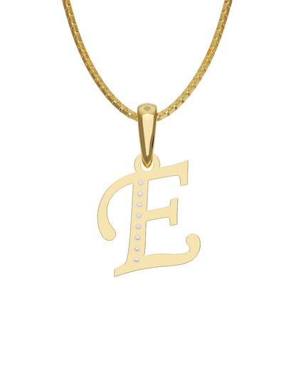 Inicial E con circonias en oro amarillo — Fonelli Z2817