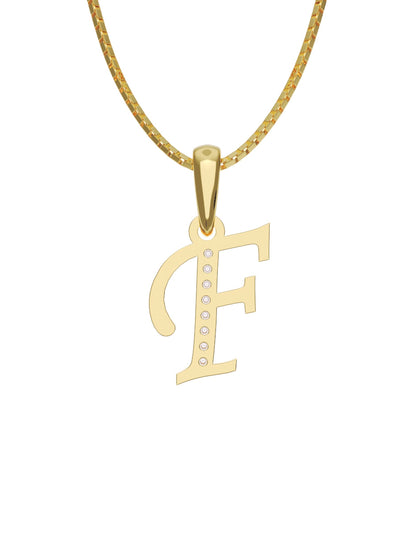 Inicial F con circonias en oro amarillo — Fonelli Z2817