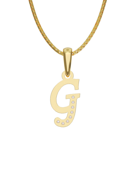 Inicial G con circonias en oro amarillo — Fonelli Z2817