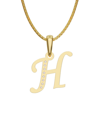 Inicial H con circonias en oro amarillo — Fonelli Z2817
