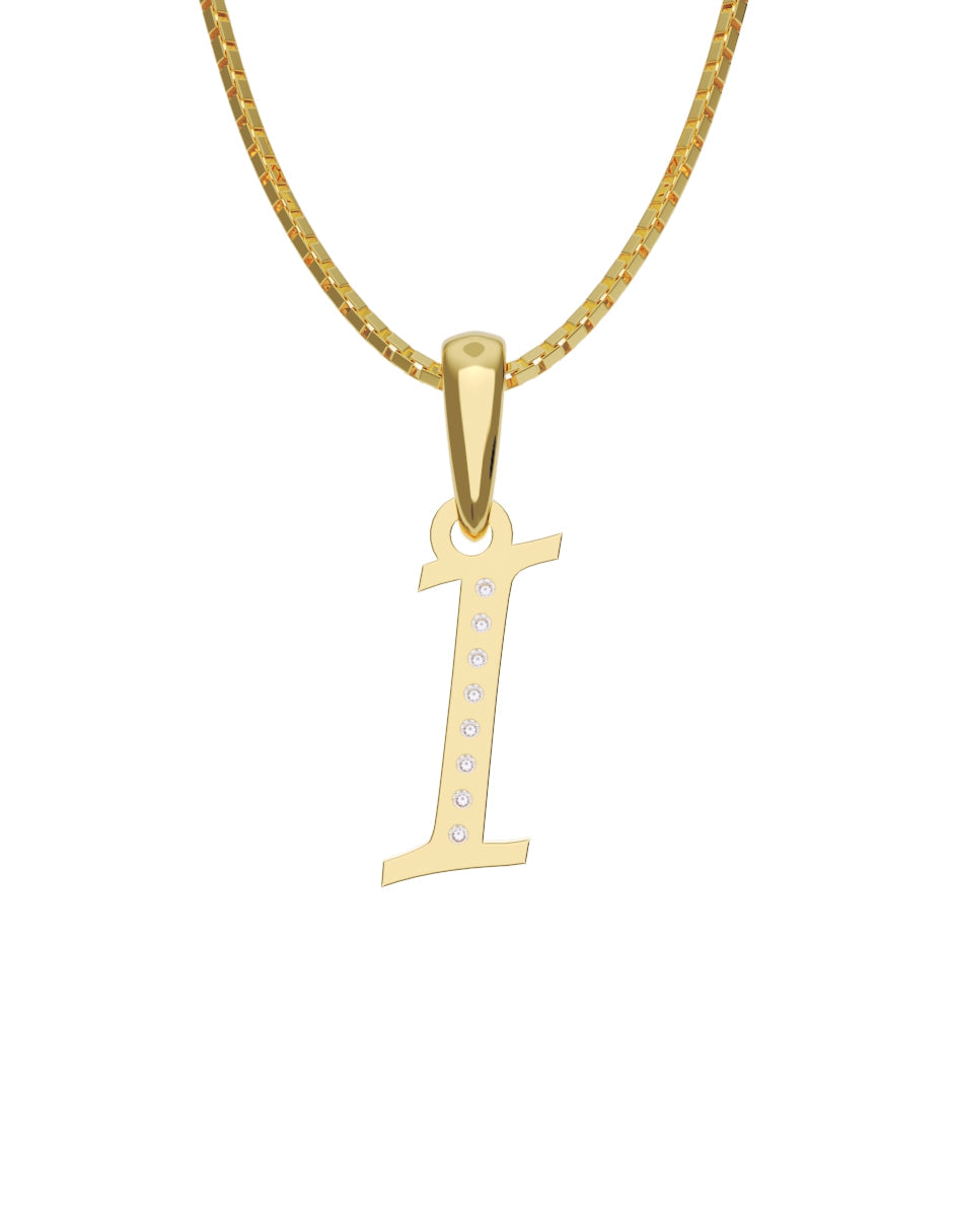 Inicial I con circonias en oro amarillo — Fonelli Z2817