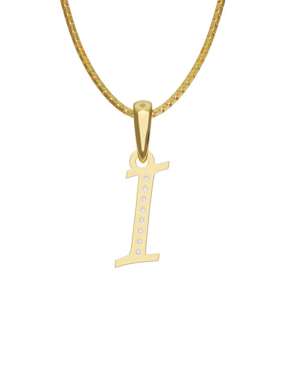 Inicial I con circonias en oro amarillo — Fonelli Z2817