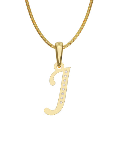 Inicial J con circonias en oro amarillo — Fonelli Z2817