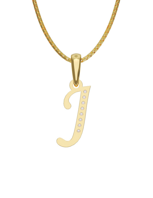 Inicial J con circonias en oro amarillo — Fonelli Z2817