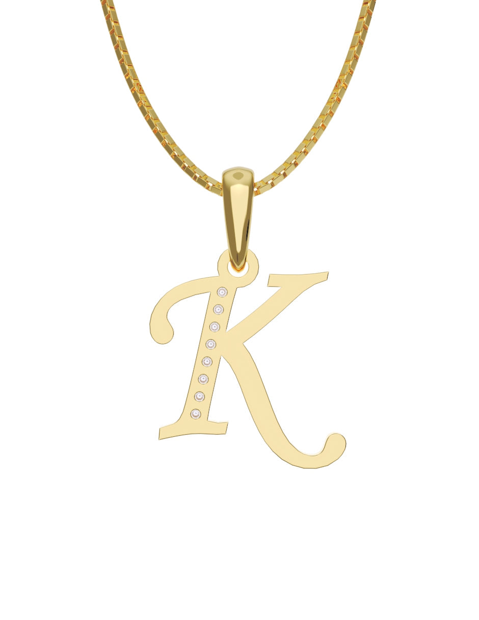 Inicial K con circonias en oro amarillo — Fonelli Z2817