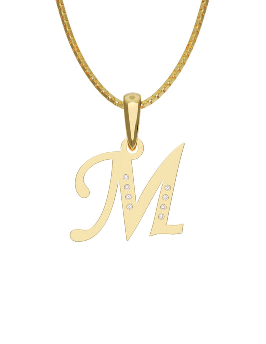 Inicial M con circonias en oro amarillo — Fonelli Z2817