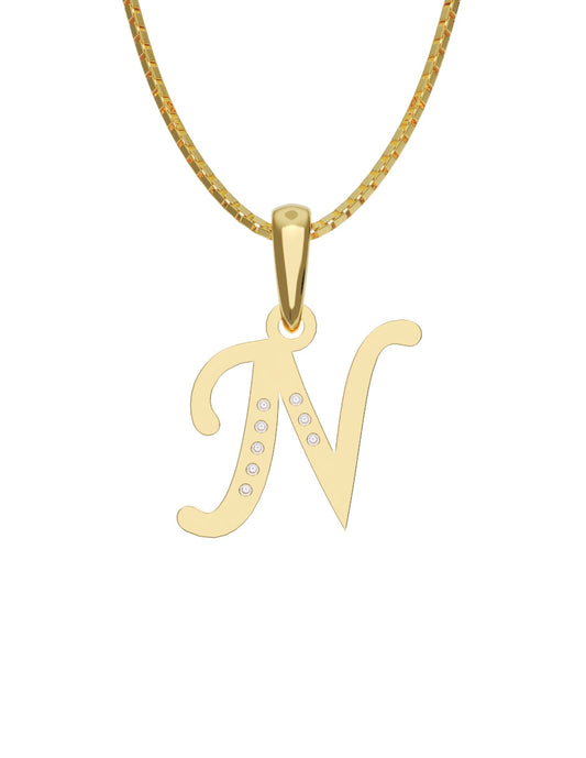 Inicial N con circonias en oro amarillo — Fonelli Z2817