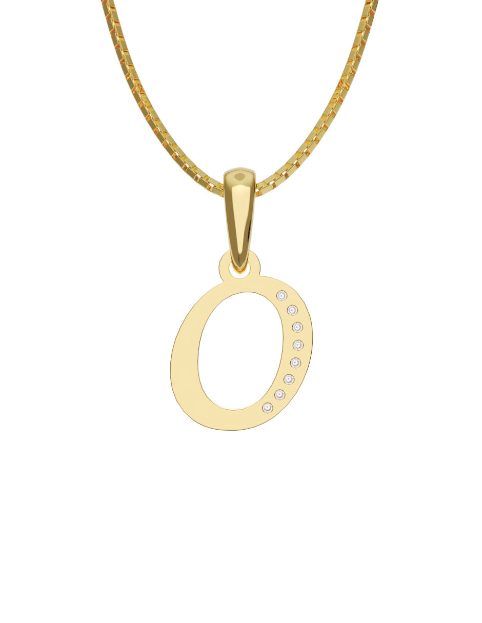 Inicial O con circonias en oro amarillo — Fonelli Z2817
