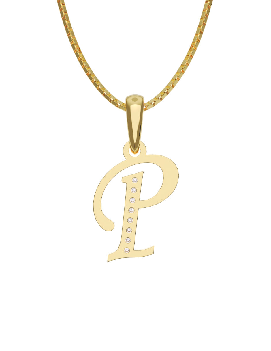 Inicial P con circonias en oro amarillo — Fonelli Z2817