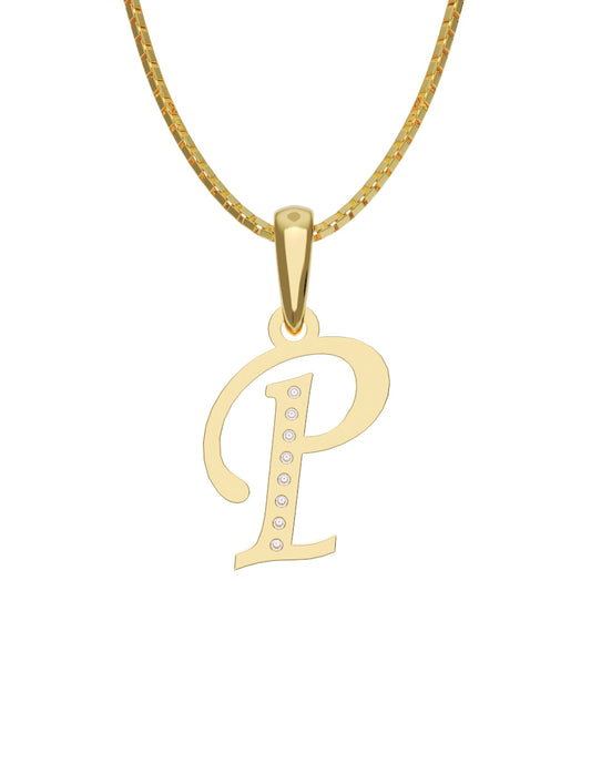 Inicial P con circonias en oro amarillo — Fonelli Z2817