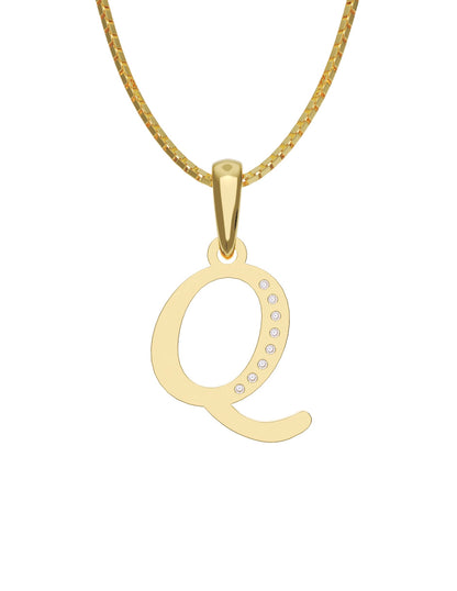 Inicial Q con circonias en oro amarillo — Fonelli Z2817