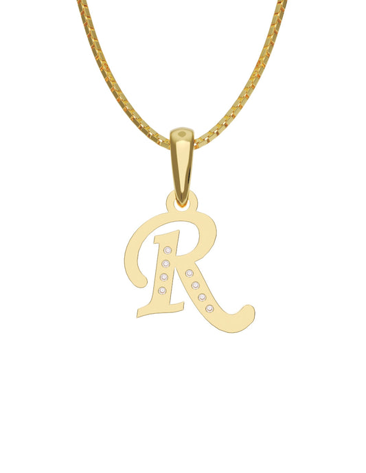 Inicial R con circonias en oro amarillo — Fonelli Z2817