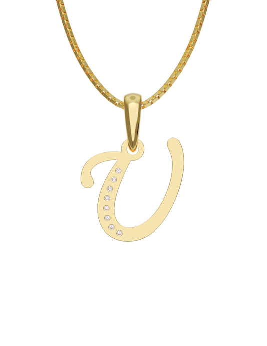 Inicial U con circonias en oro amarillo — Fonelli Z2817