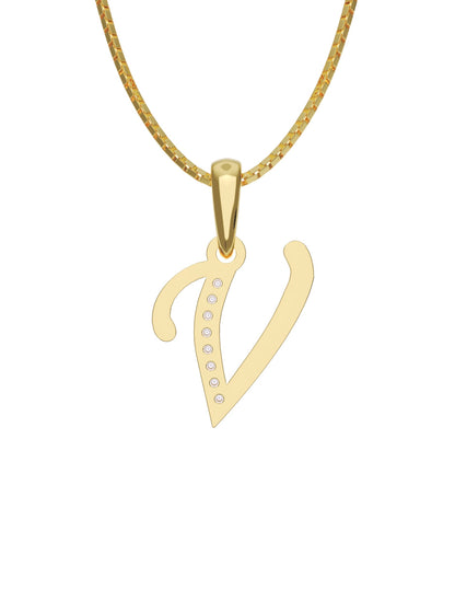 Inicial V con circonias en oro amarillo — Fonelli Z2817
