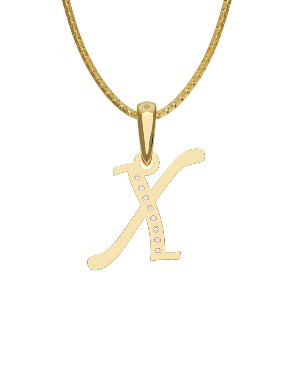 Inicial X con circonias en oro amarillo — Fonelli Z2817