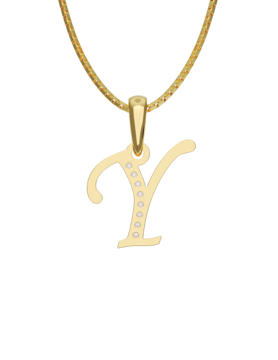 Inicial Y con circonias en oro amarillo — Fonelli Z2817