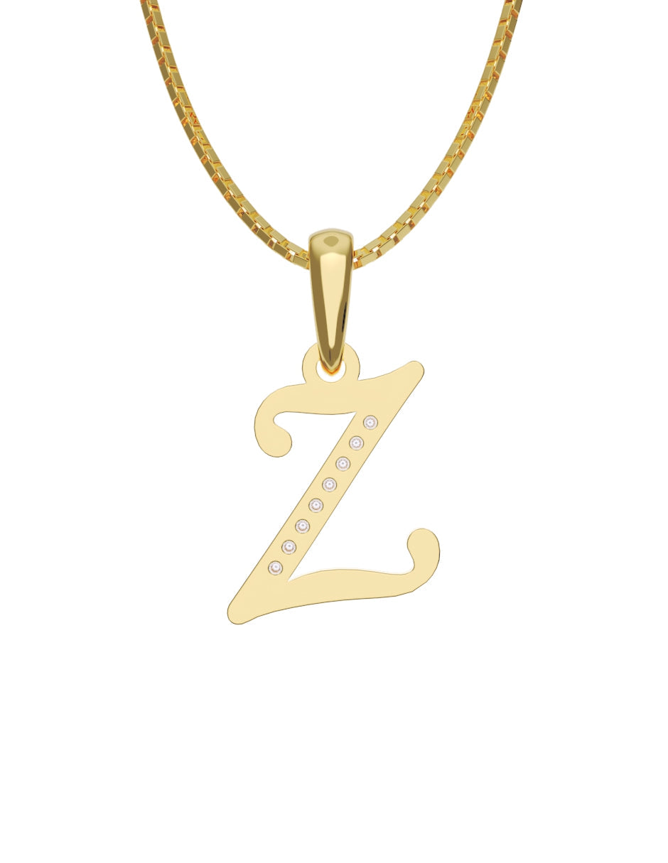 Inicial Z con circonias en oro amarillo — Fonelli Z2817