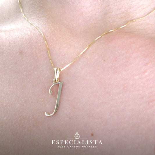 Collar con inicial J en oro de 14K | 6440010LQ-J