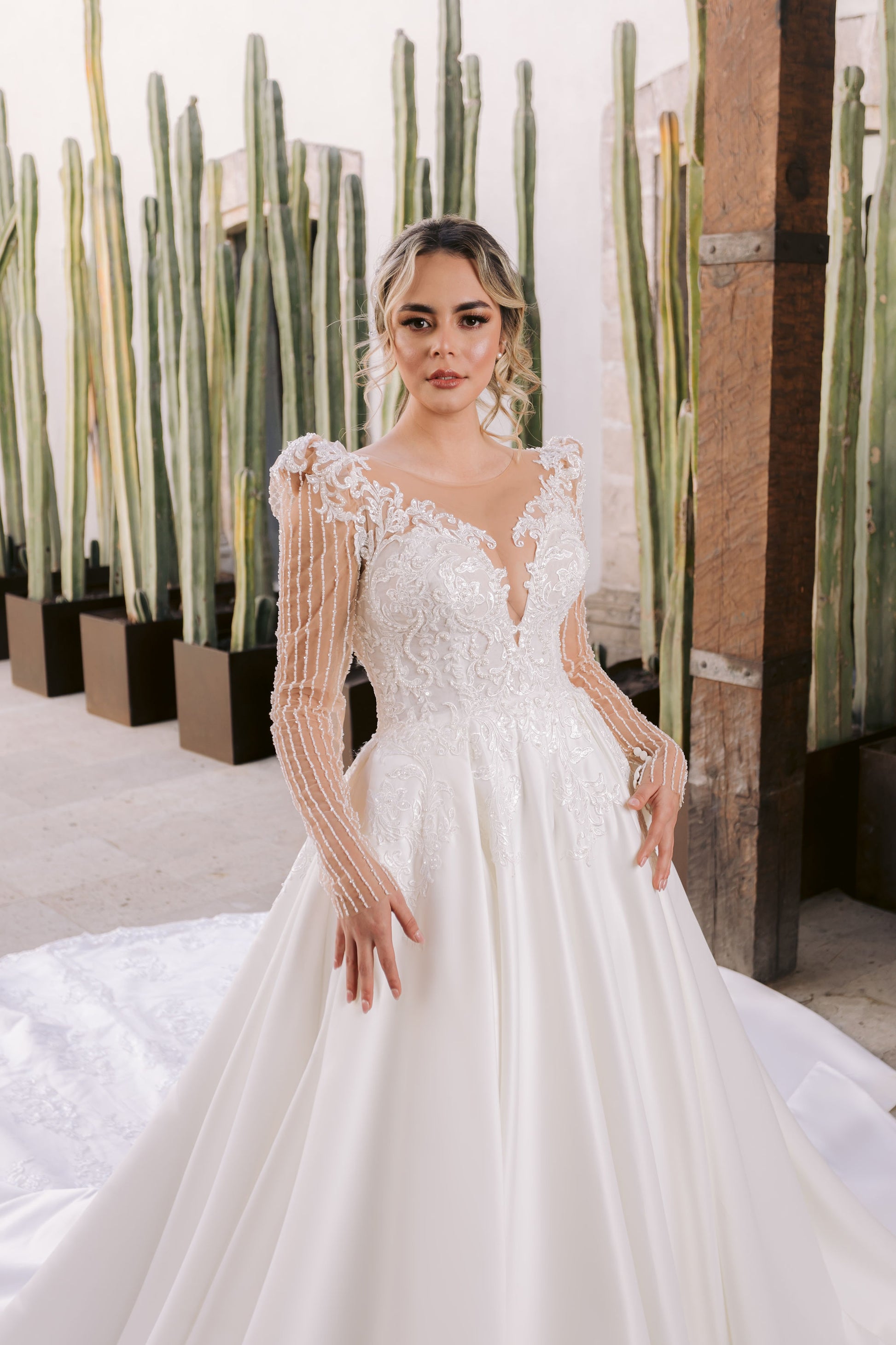 Manga Larga Vestido De Novia Con Manga Tres Cuartos Vestido Novia